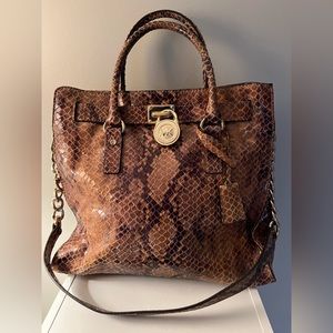 Reptile Print Michael Kors Hamilton Tote- Large